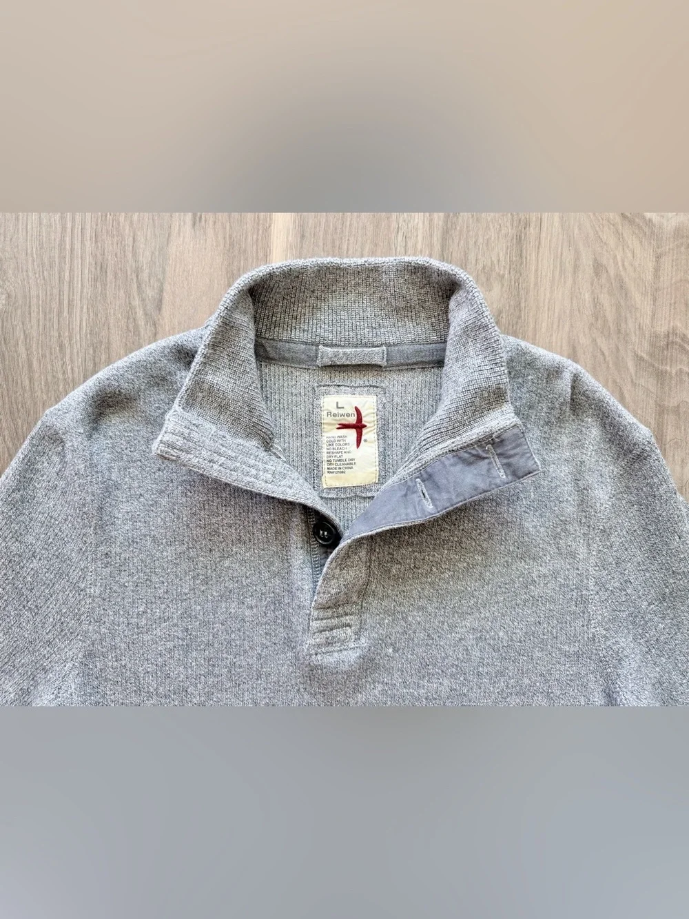 Relwen Gray Ribbed Mockneck Sweater Size L